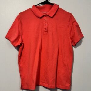 USED Woman's Kim Rogers Short Sleeve Polo Shirt Color Orange/Peach Size Medium